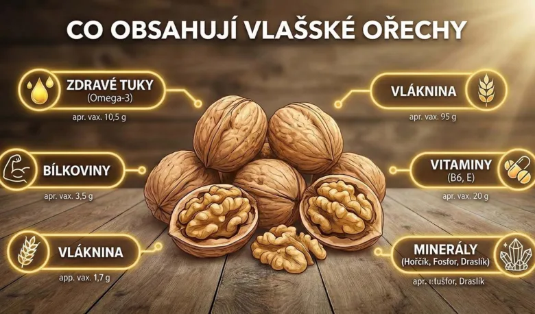 Infografika o živinách ve vlašských ořechích.