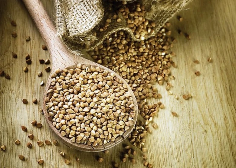 Buckwheat grains in spoon