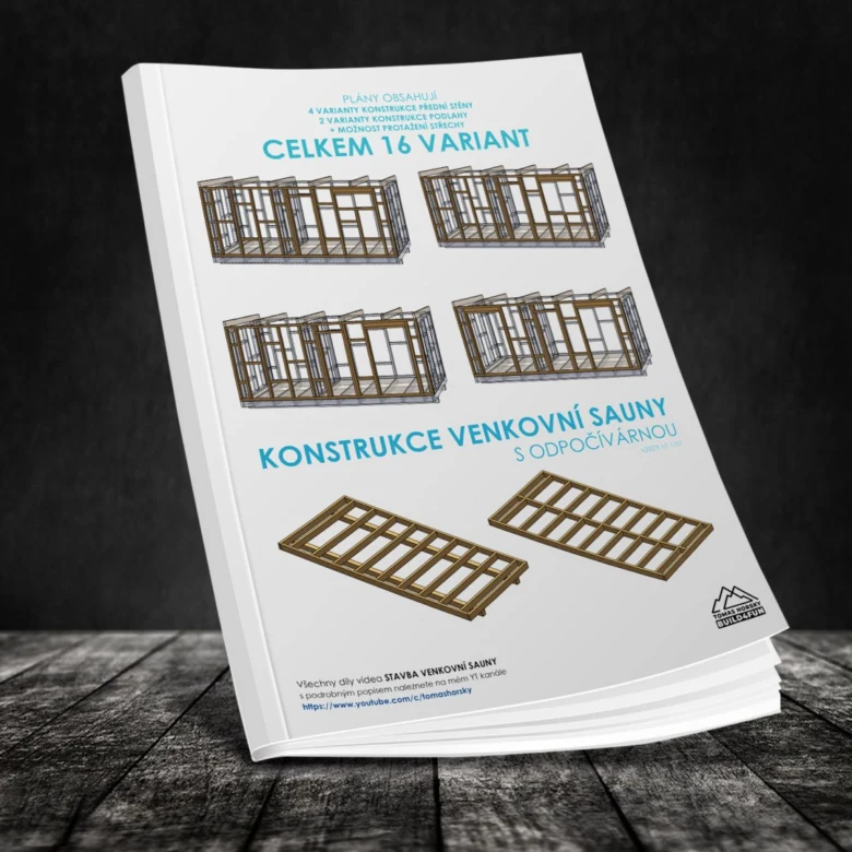 Návrhy konstrukcí venkovní sauny s odpočívárnou – 16 variant