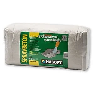 Sádrobetonová směs na opravu venkovního betonu značky Hasoft.