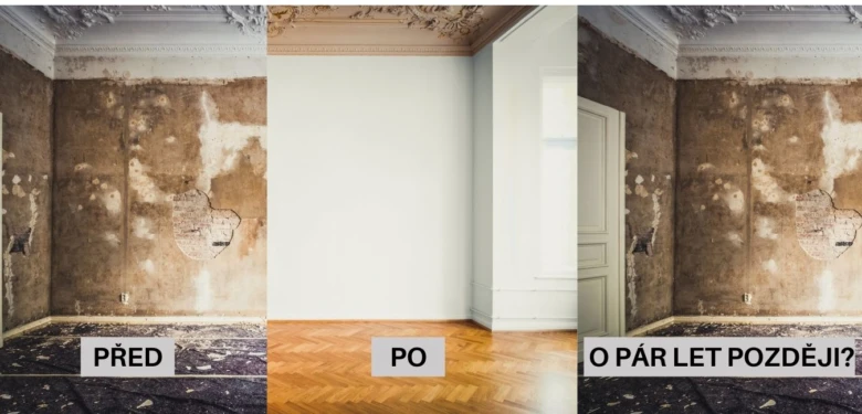 Před a po opravě vlhkosti ve starém domě – porovnání stavu