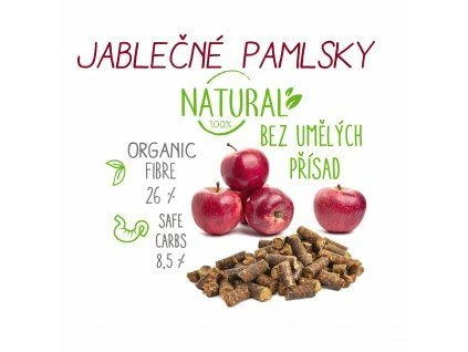 Přirozené jablkové pamlsky pro psy s vlákninou a bez umělých přísad.