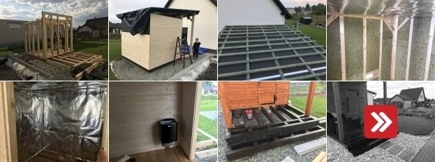 Postup stavby venkovní sauny – rám, izolace, střecha a interiér