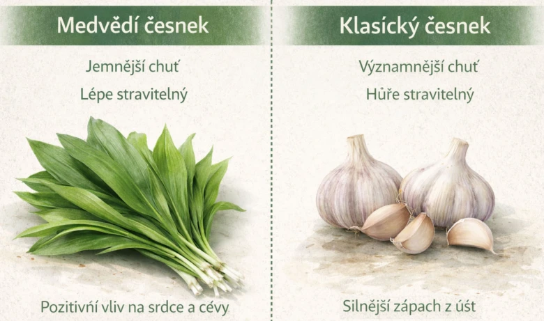 Porovnání medvědího česneku a klasického česneku s výhodami a vlastnostmi