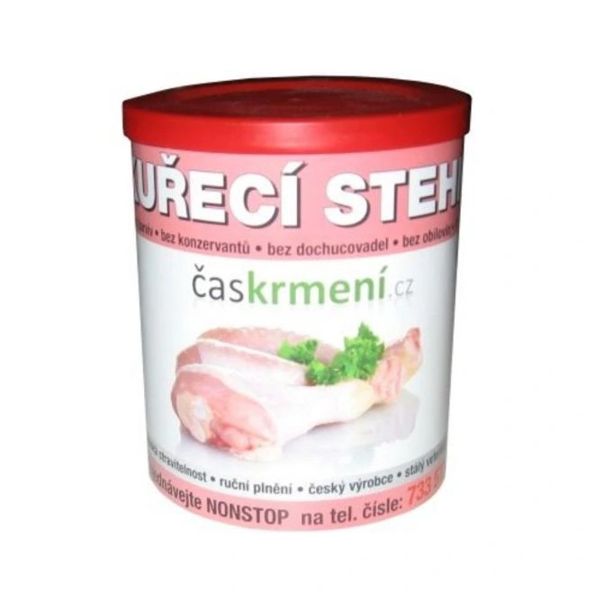 Surové kuřecí stehno v krabici pro psy