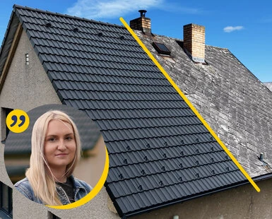 Střecha s různými sklonovými úhly a materiály