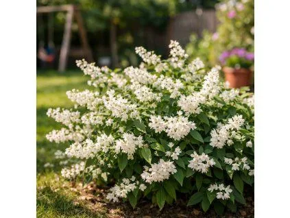 White flowering shrub bush