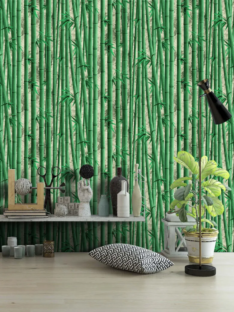 Bamboo wall decor interior